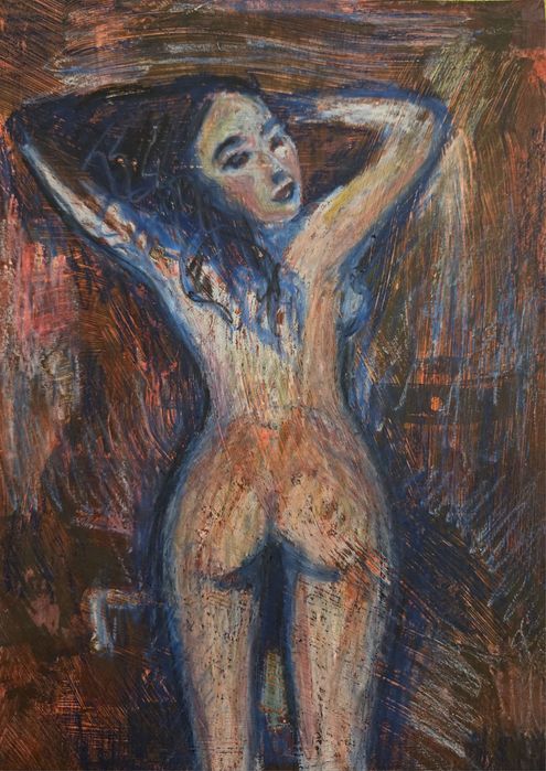Akt kobieta pastel akryl A4