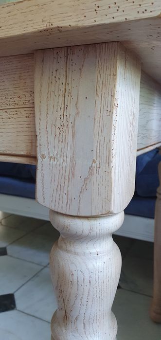 Stół z litego bielonego dębu 140 x 80 cm