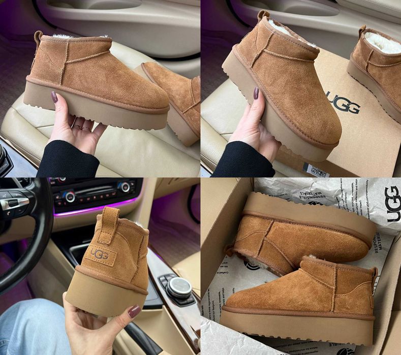 Женские сапоги UGG Classic Ultra Mini Platform Chestnut 36-41 Наложка!