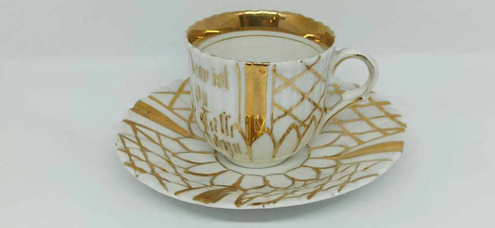 Porcelana okolicznościowa XIX/XX w DUO Mokka Złocona Unikat