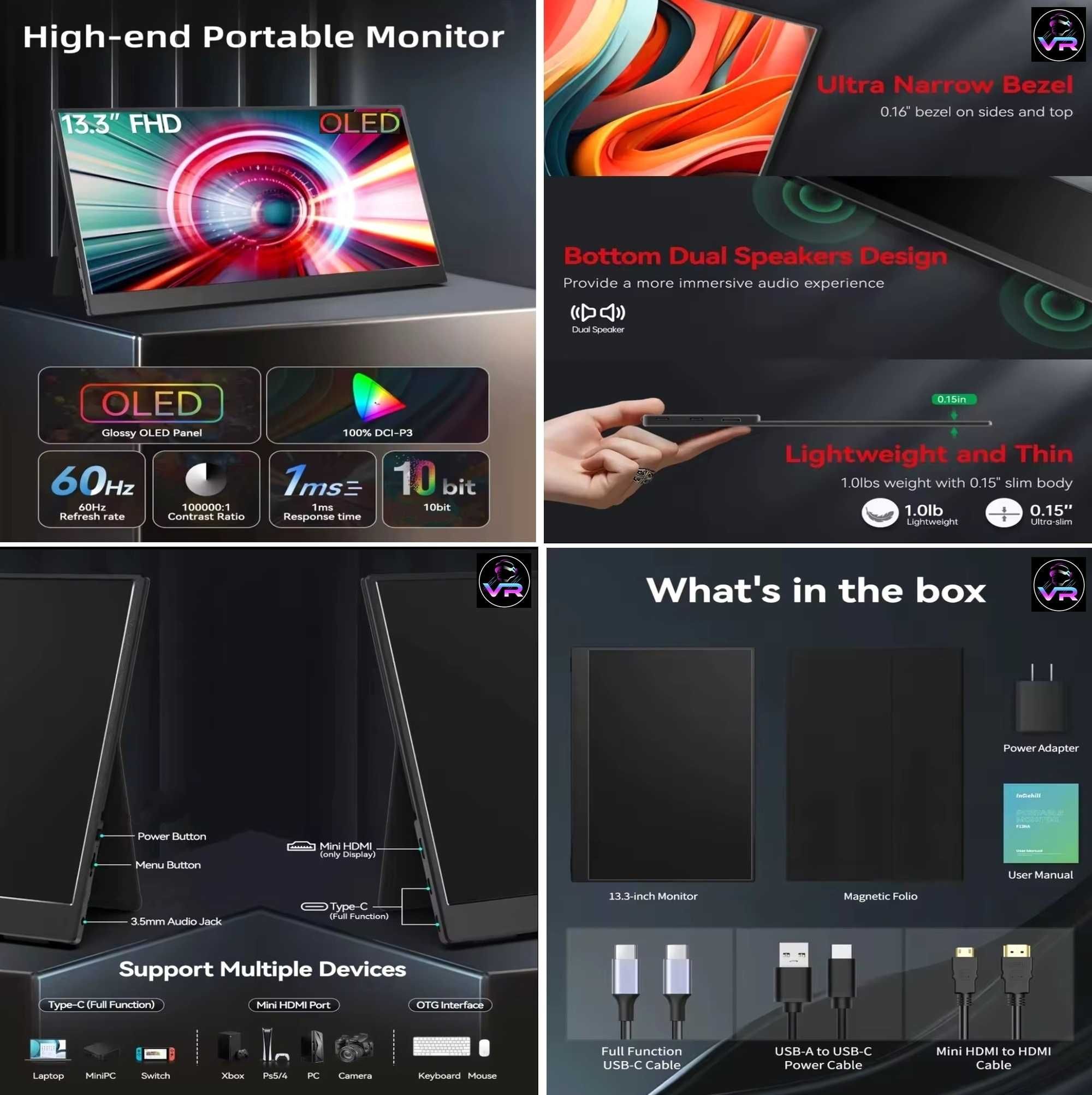 ‼️ Сенсорний монітор OLED 13,3" FHD 16:9, Multi Touch, 450nit, HDR