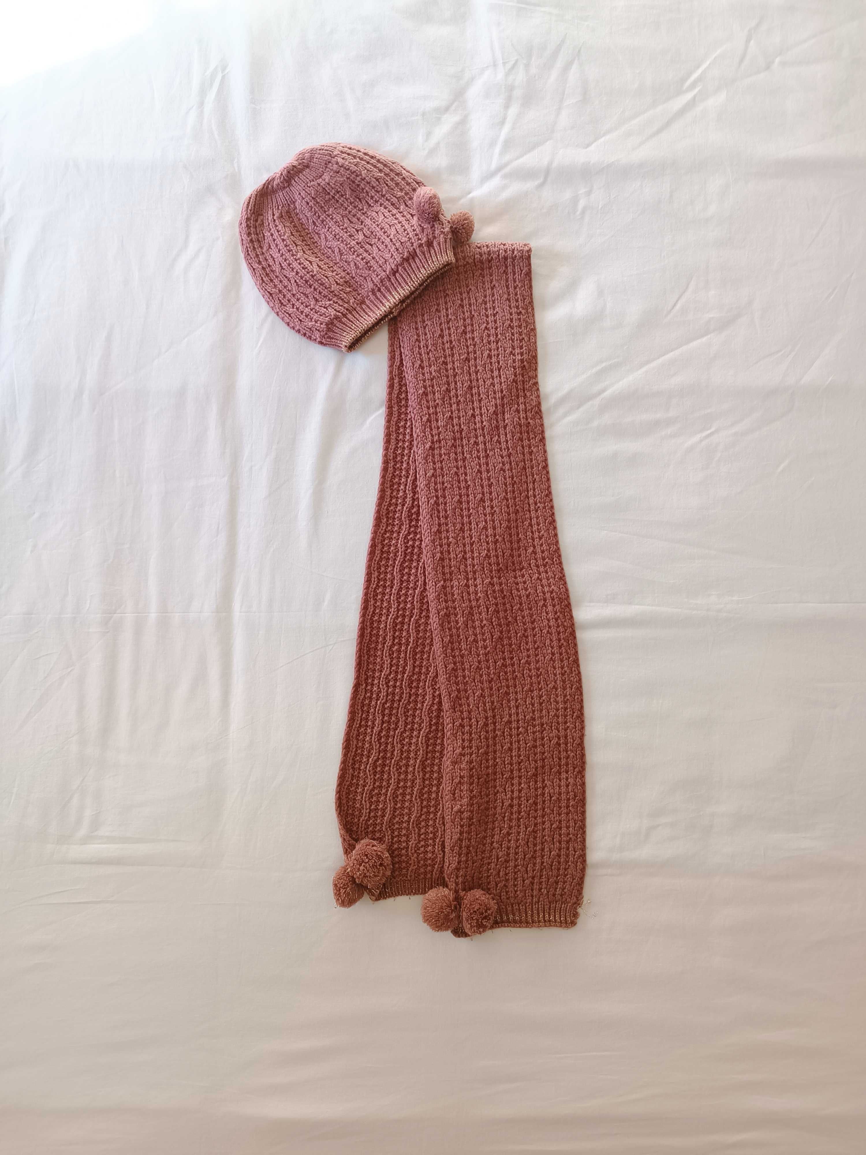 conjunto ( gorro + cachecol ) rosa