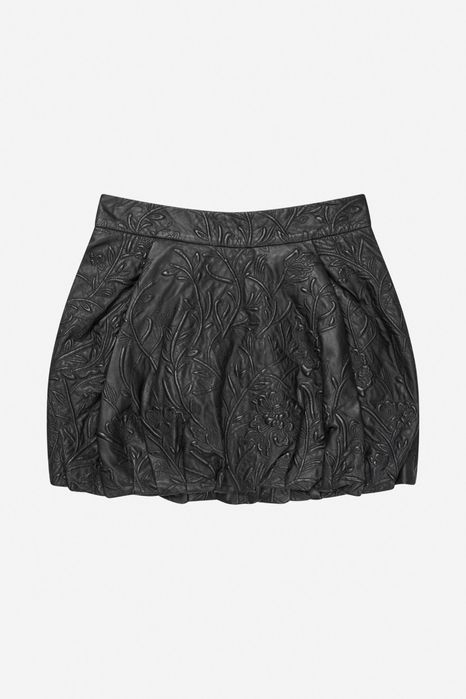 спідниця-балон з натуральної шкіри з рельєфним візерунком Munthe