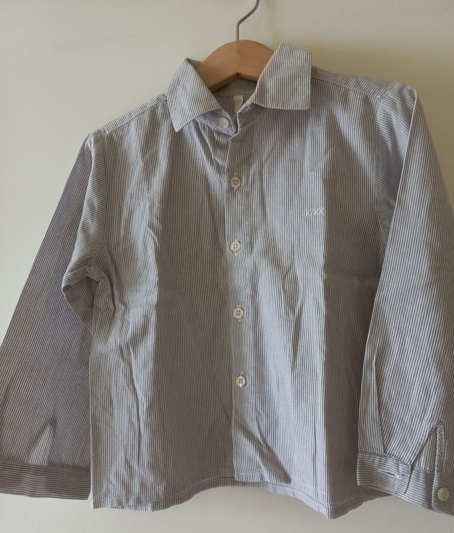 Camisa riscas cinza acastanhado, Knot, 4 anos, algodão