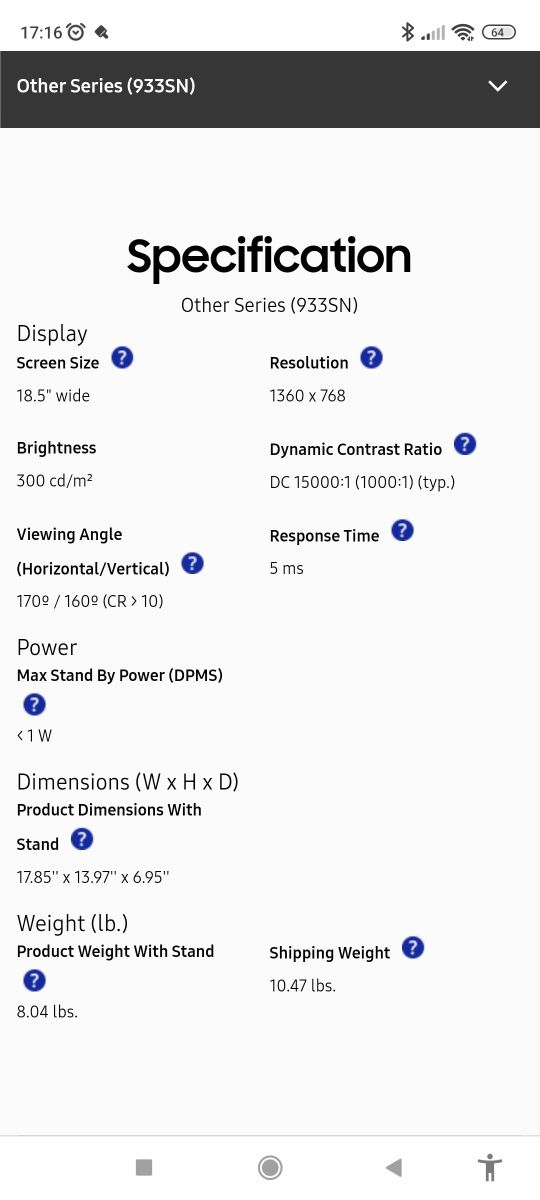 Monitor Samsung 933sn 18,5"