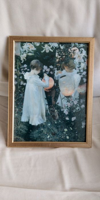 Vintage Obraz Antyk 37x28 Shabby Chic Lily Rose John Sargent Rama Retr