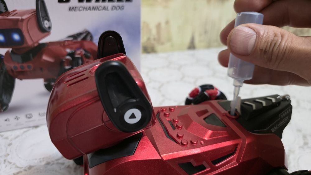 Іграшка на подарунок робот собака 8 коліс червоний з підсвічування