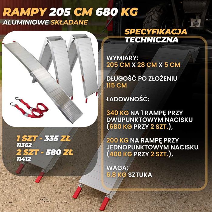 podjazdy najazdy najazdy do przyczepki rampy do motoru, samochodu, ATV