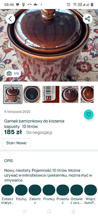 Rezerwacja garnek , ceramiczny 10 litrów.