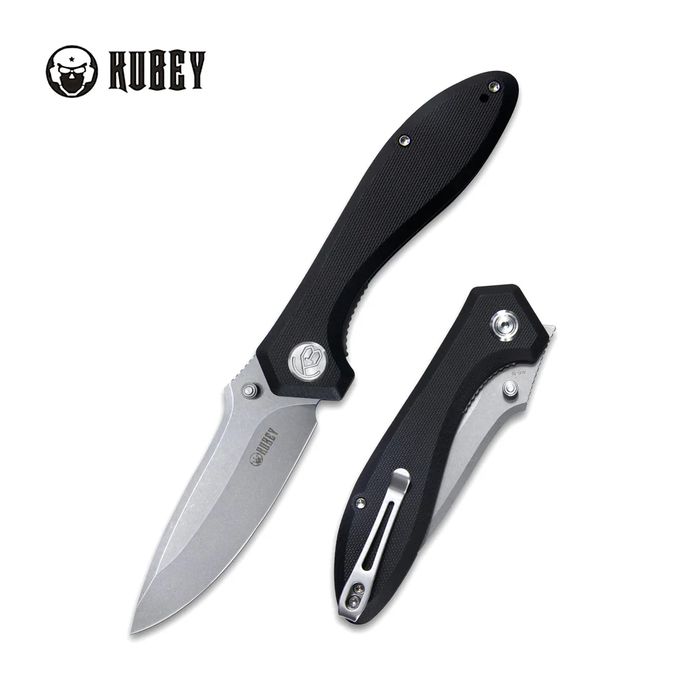 Nóż składany Kubey Ruckus Black G10, Beadblasted AUS-10 by Sherif