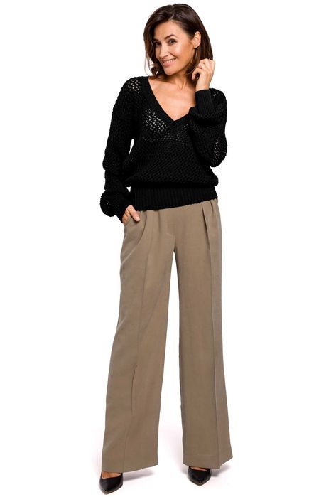 Sweter z dużymi oczkami S219 czarny S/M