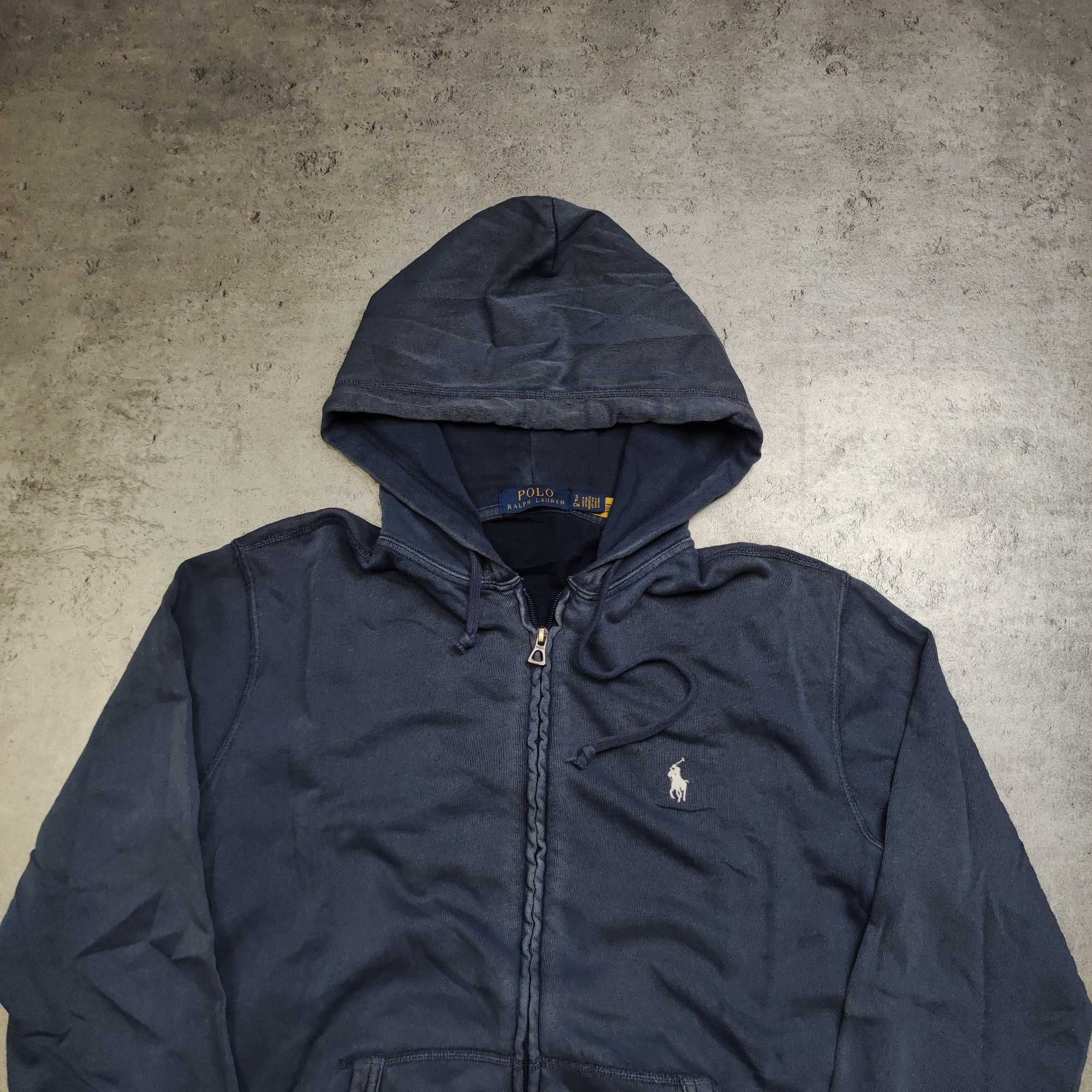 MĘSKA Granatowa Rozpinana Bluza z Kapturem Hoodie Ralph Lauren POLO