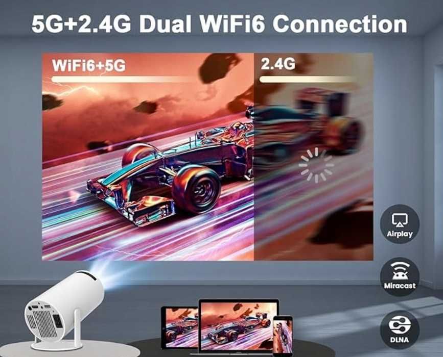 Przenośny Projektor 4K WiFi6 Bluetooth 5.0 Android 11 200 cali