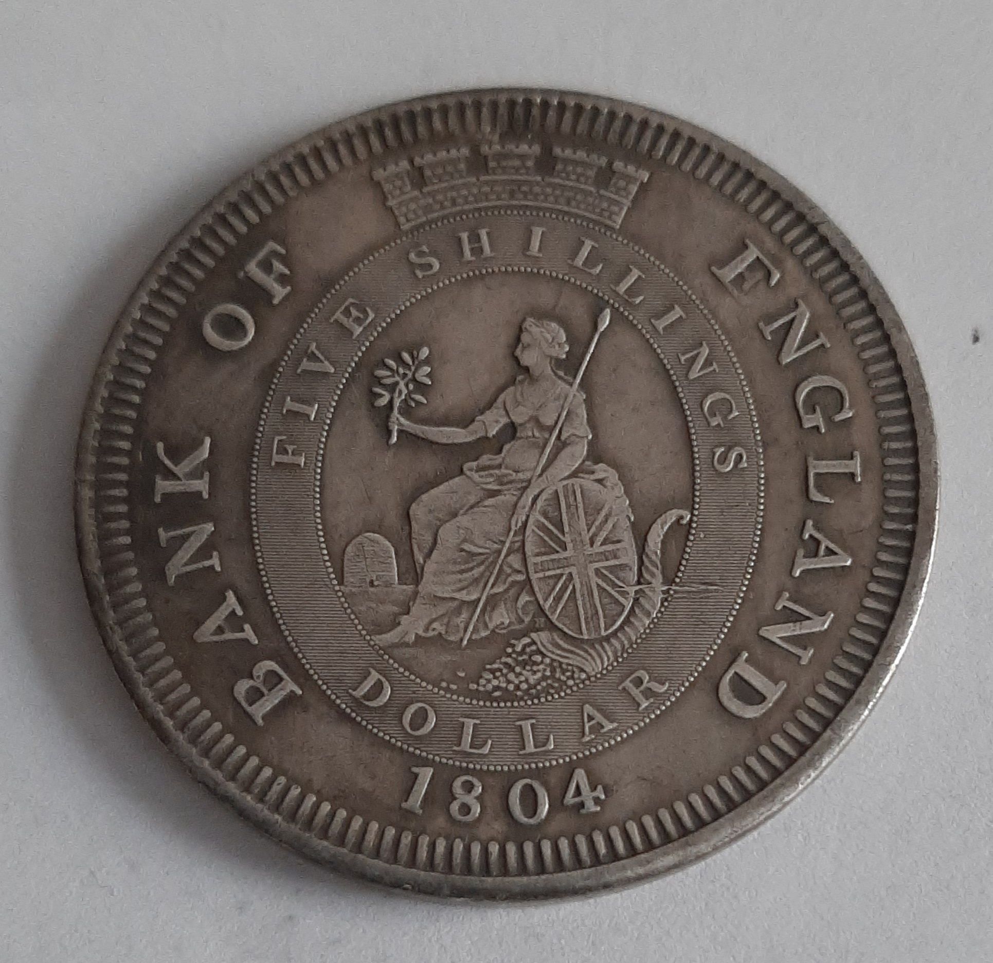 Moneta 5 szylingów 1804 r - Żeton Banku Anglii.