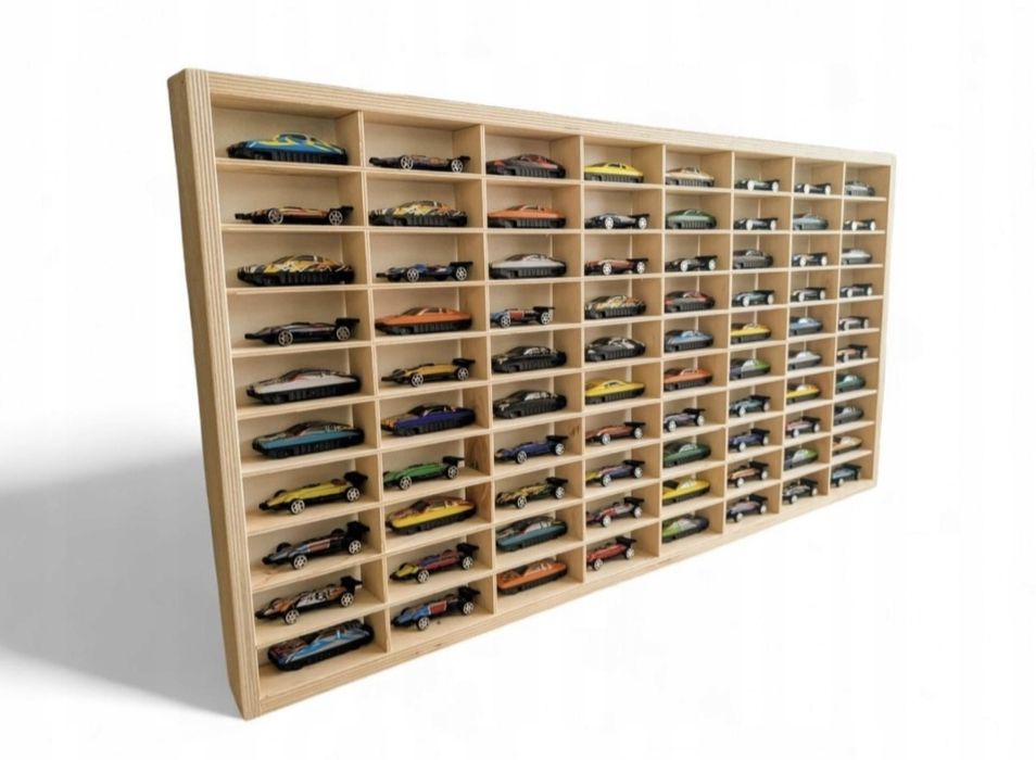 Duża drewniana Półka na samochodziki autka hot wheels Organizer