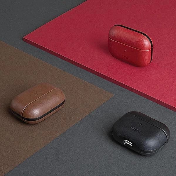 Etui UNIQ Terra Genuine Leather na AirPods Pro - oliwkowe