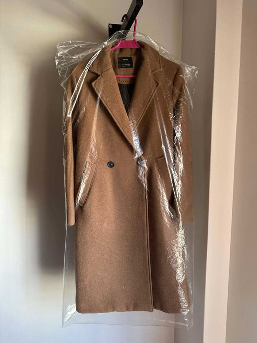 Sobretudo comprido mulher casaco longo bershka camel