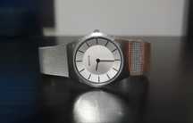 Zegarek Bering, damski, srebrny, bransoleta mesh