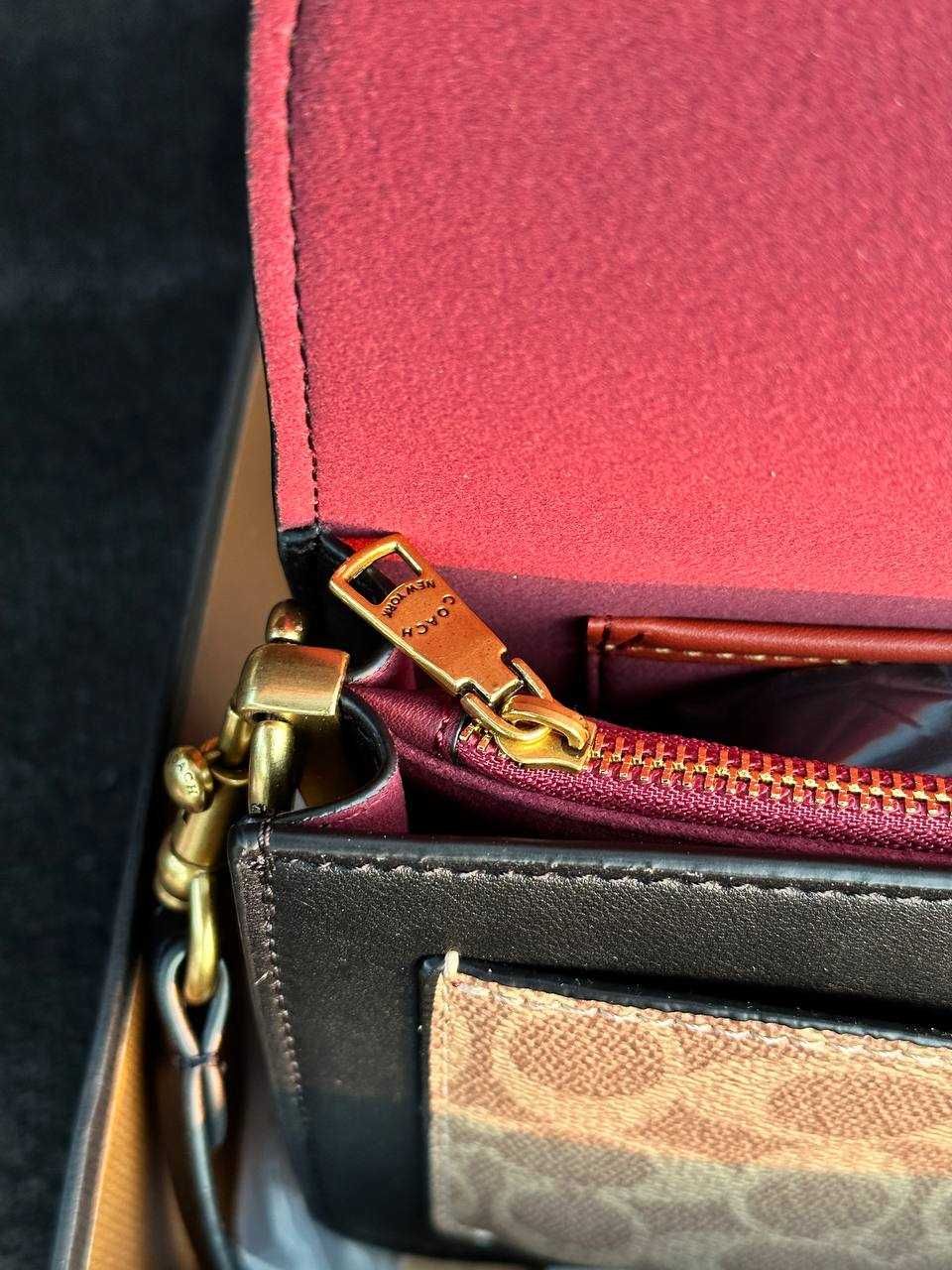 Coach Tabby Black/Beige Shoulder Bag In Signature Canvas