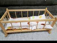 Drewniane łóżeczko/kołyska dla lalek pościel