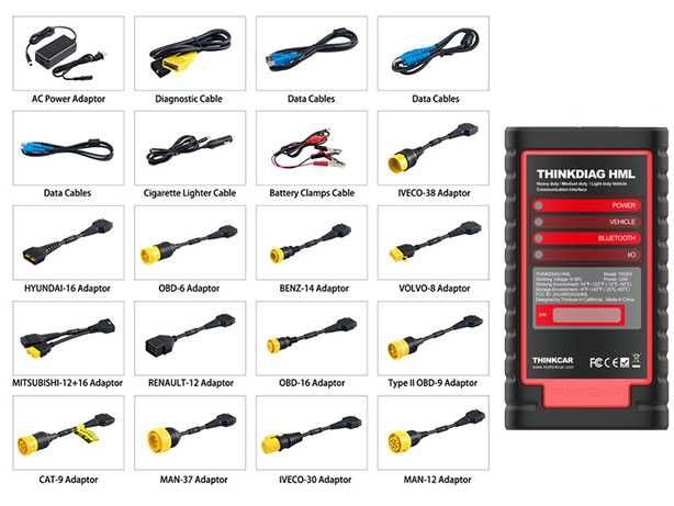 ThinkCar HD KIT Diagnóstico OBD Pesados 24V + Kit Adaptadores (NOVO)