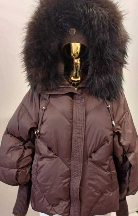 Nowa kurtka kolor czekolada z lisem M