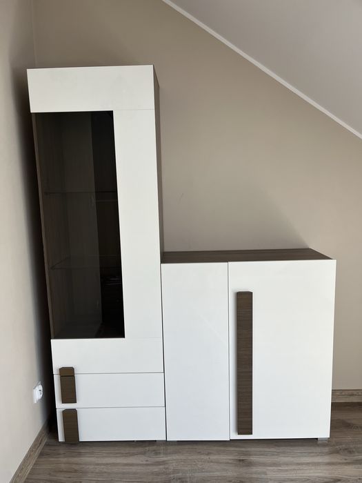 Zestaw mebli, komplet mebli: komoda, witryna ze szkłem Black Red White