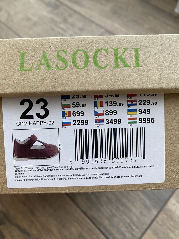 Нові шкіряні дитячі туфельки для дівчинки Lasocki Kids Ecco Geox