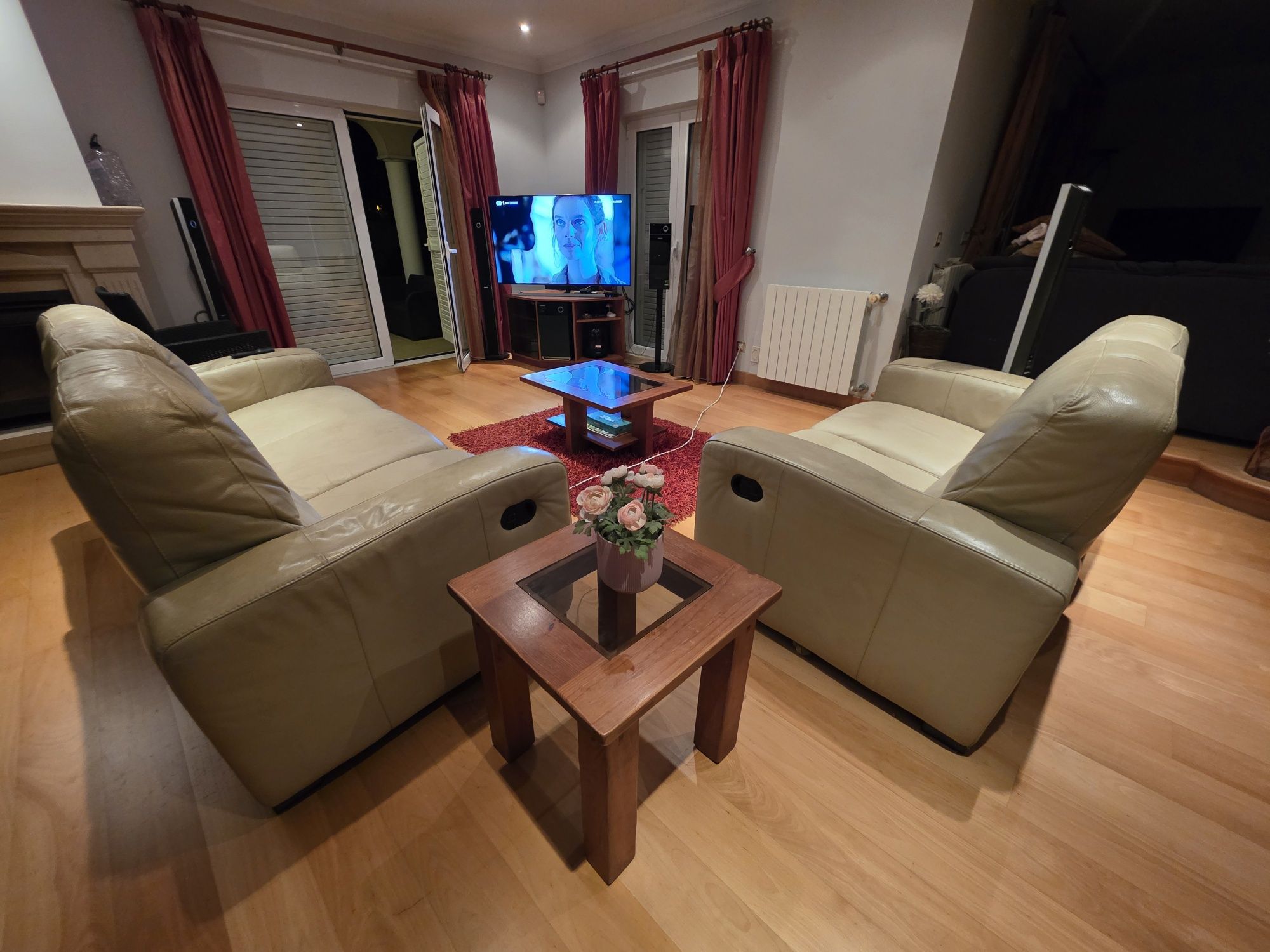 Sofás de pele luxuosos de 5 lugares com 4 rebatíveis