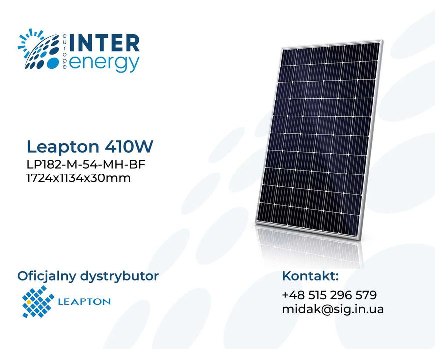 Panele Fotowoltaiczne Leapton 410W N-Type (227,55 zł BRUTTO)