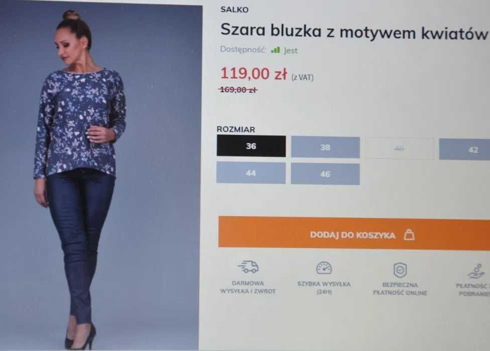 SALKO - Nowa bluzka R.44 XL- XXL , piękna bluzeczka z motywem kwiatów
