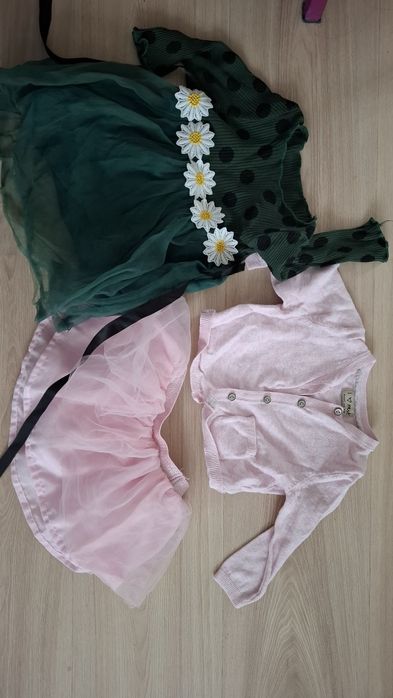 Paka ciuszków plus kombinezon i sukienka na chrzest rozmiar 68