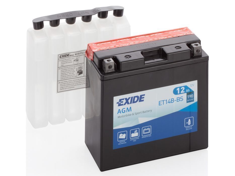 Akumulator 12 Ah EXIDE AGM dry charged ET14B-BS