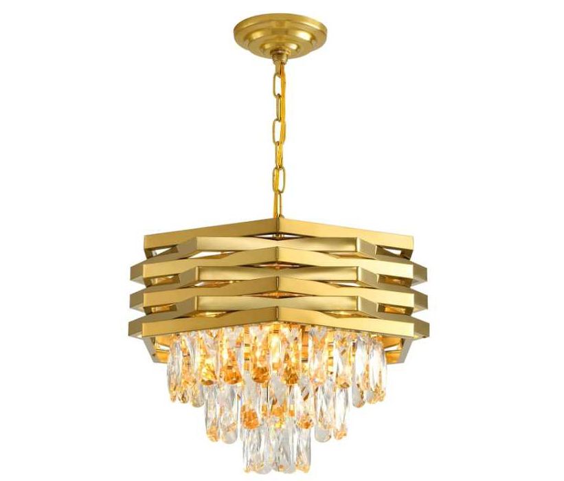 Lampa wisząca w kolorze złotym z kryształowym wykończeniem NR.657