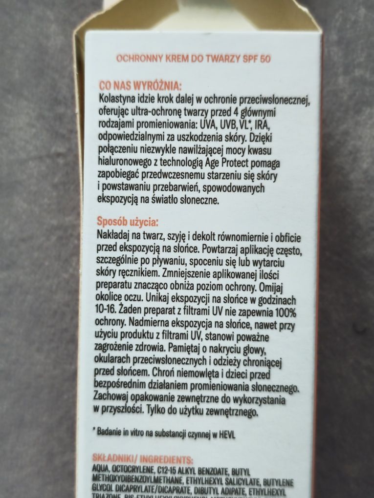 Kolastyna Krem ochronny do twarzy Anti-Age SPF 50, 2 sztuki po 50 ml