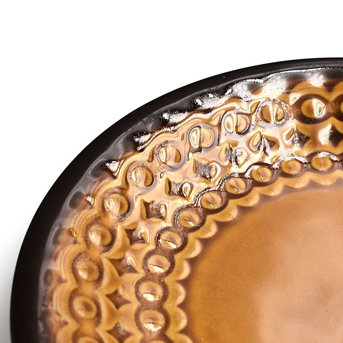 Talerz vintage Chodzież ceramika PRL aztecki podstawka ozdobna brązowa