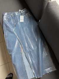 Spódnica dżinsowa Zara metalizowaną S  Pasuje na M-L