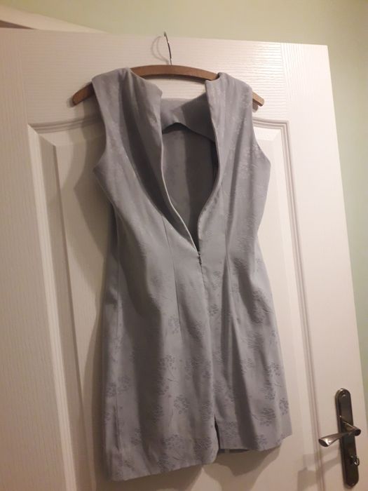 Sukienka S szara na lato biurowa co dzien vintage