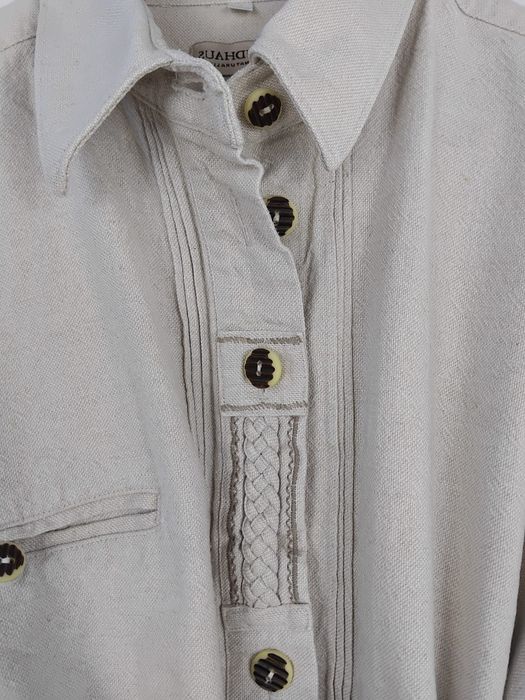 Lniana koszula narzutka bawełniana kurtka koszulowa vintage len XL 42