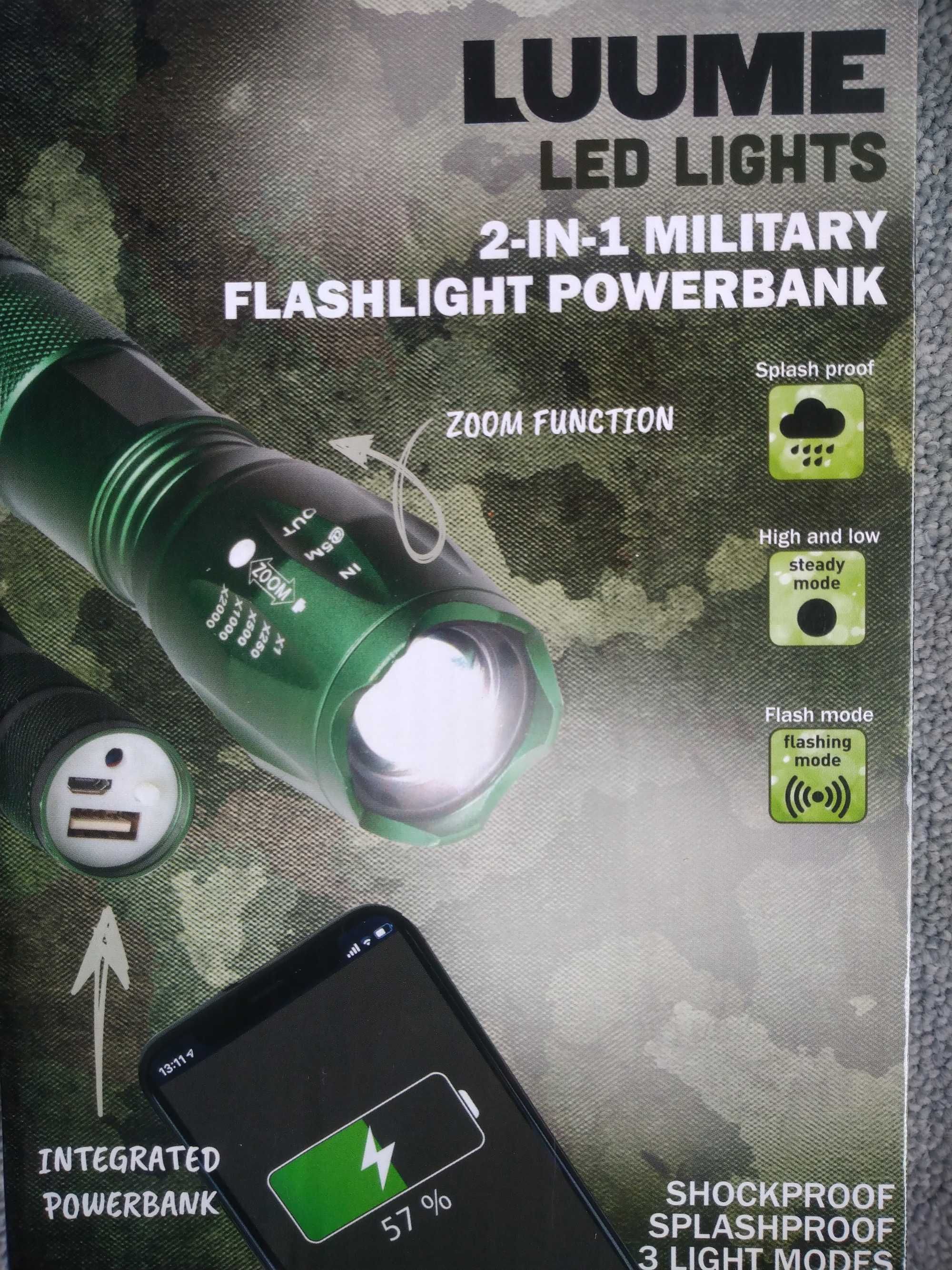 Latarka wojskowa z powerbankiem