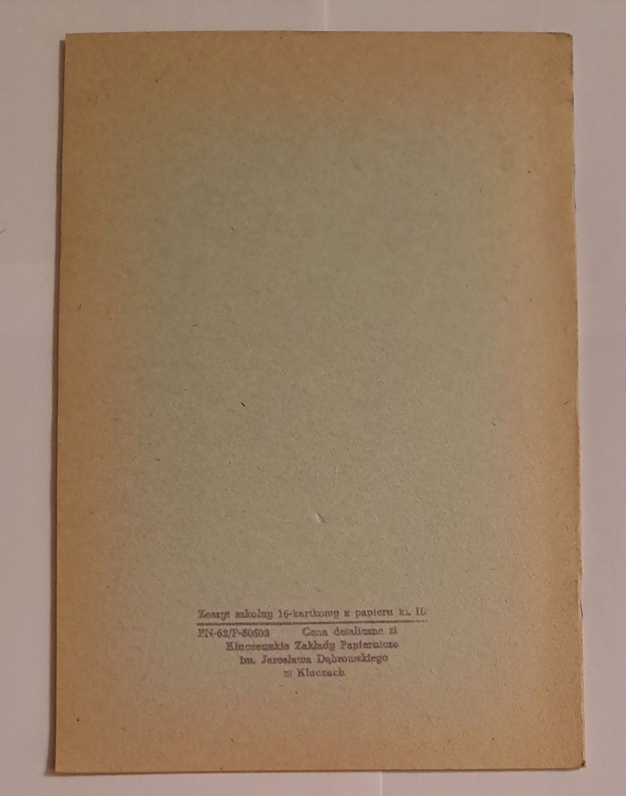 Zeszyt szkolny PRL w kratkę - 16 stron zakłady papiernicze w Kluczach