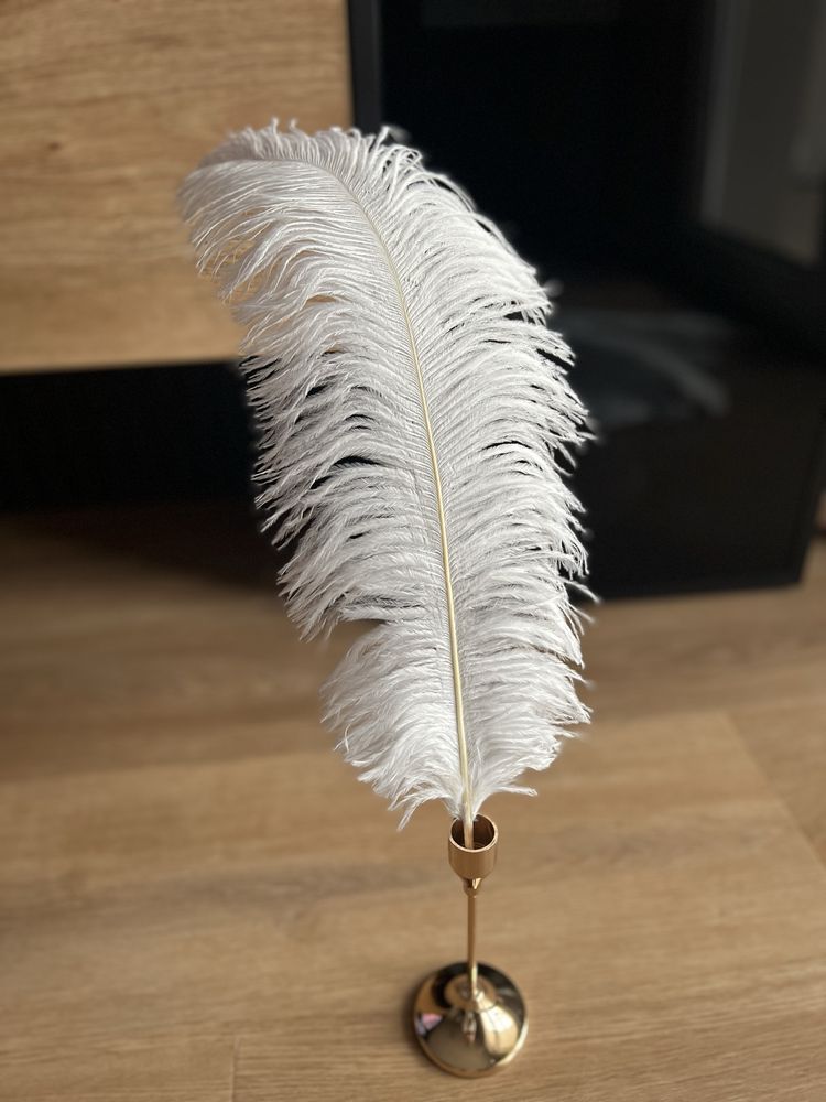 Перо страуса белое, пірʼя біле 50-55 см