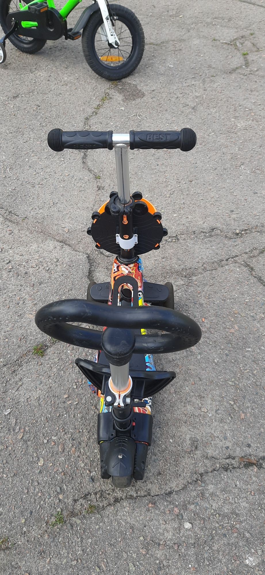 Детский трехколесный самокат Scooter 5 в 1 с родительской ручкой, сиде