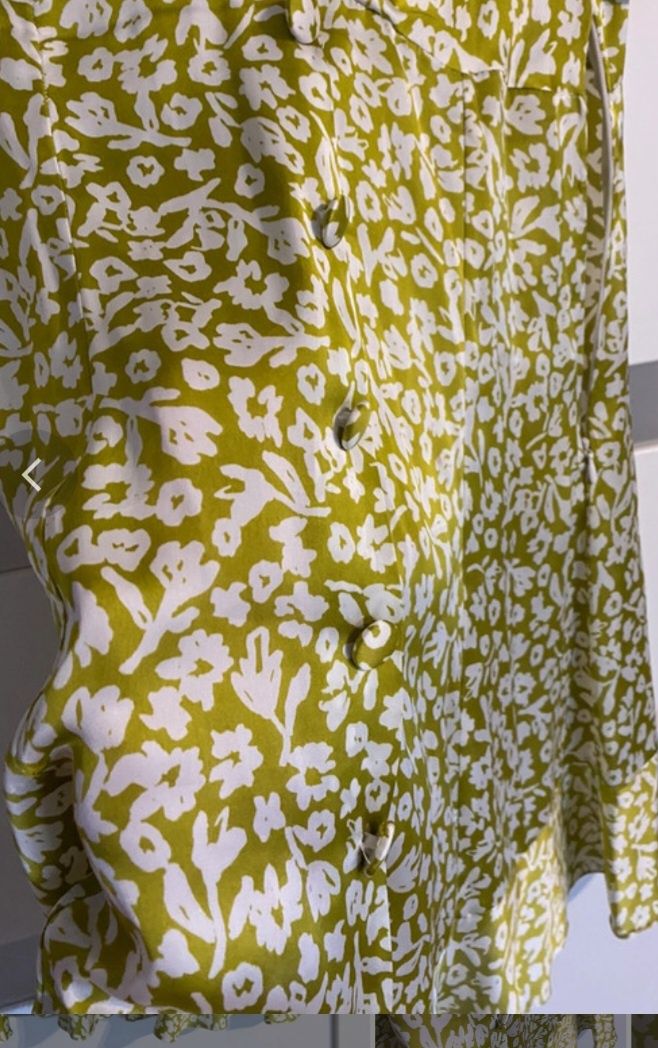 Zara M sukienka zielona kwiaty satynowa