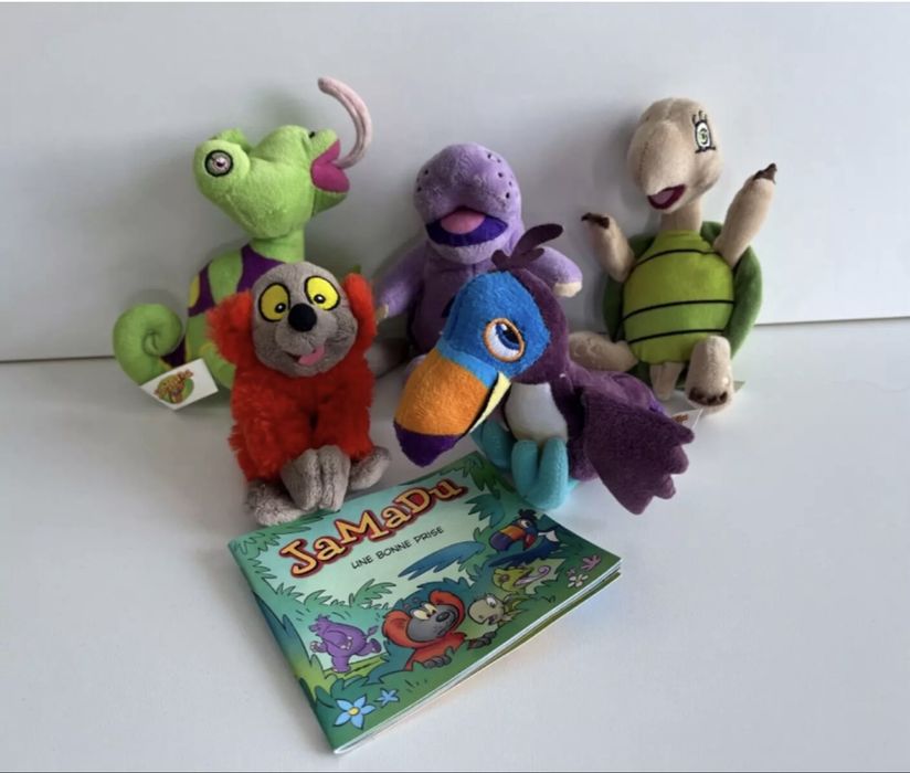 Мягкая плюшевая игрушка Jamadu, набор 5 штук + книга + сумка