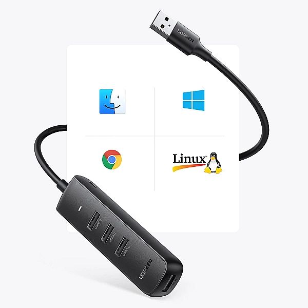 Ugreen rozdzielacz HUB USB Typ A - 4x USB 3.2 Gen 1 czarny (CM416, 806