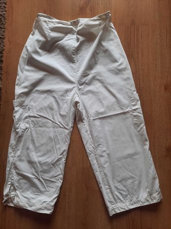 Spodnie Rybaczki ciążowe XL, białe, orkan jeans