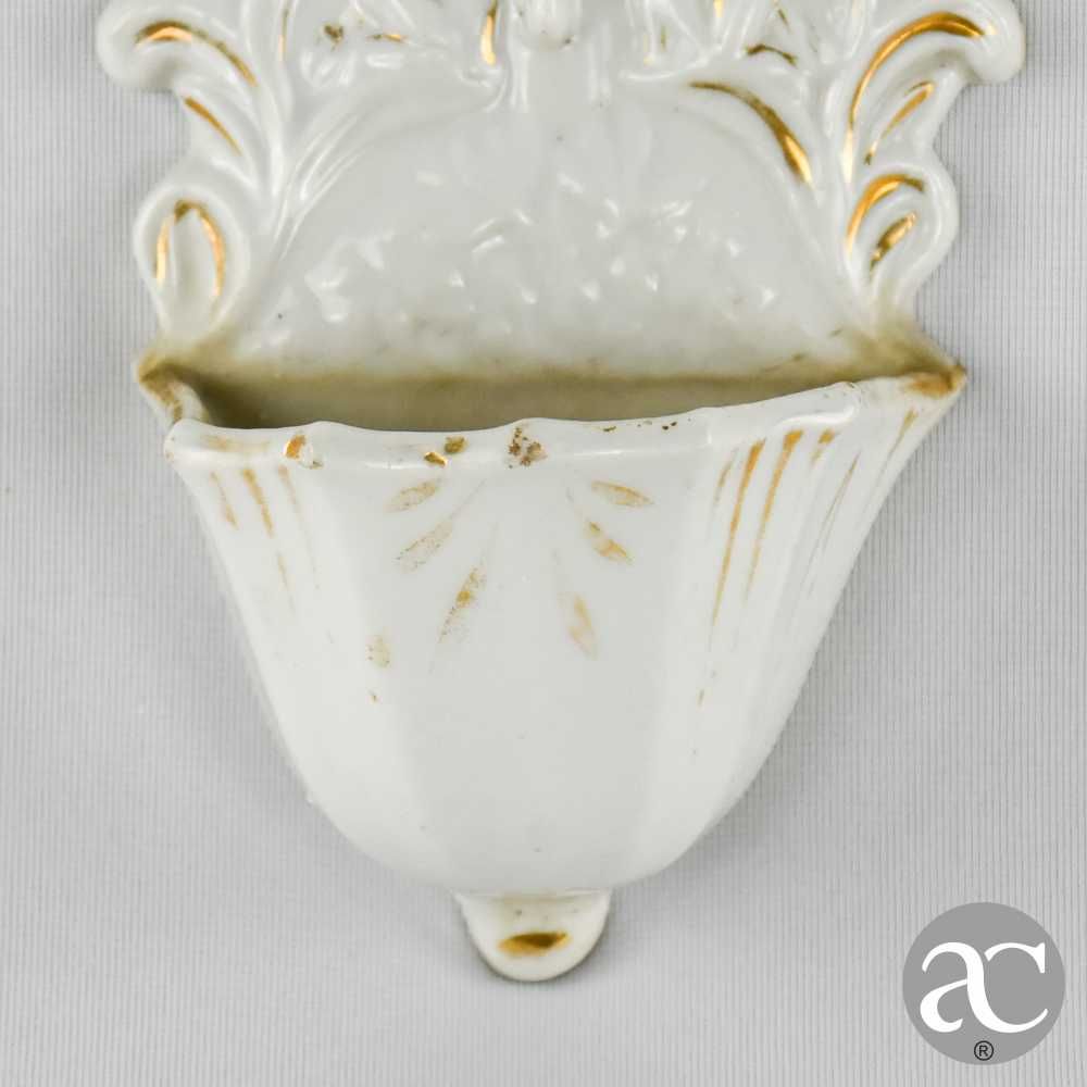 Pia de água benta em porcelana Vieux Paris, séc. XIX