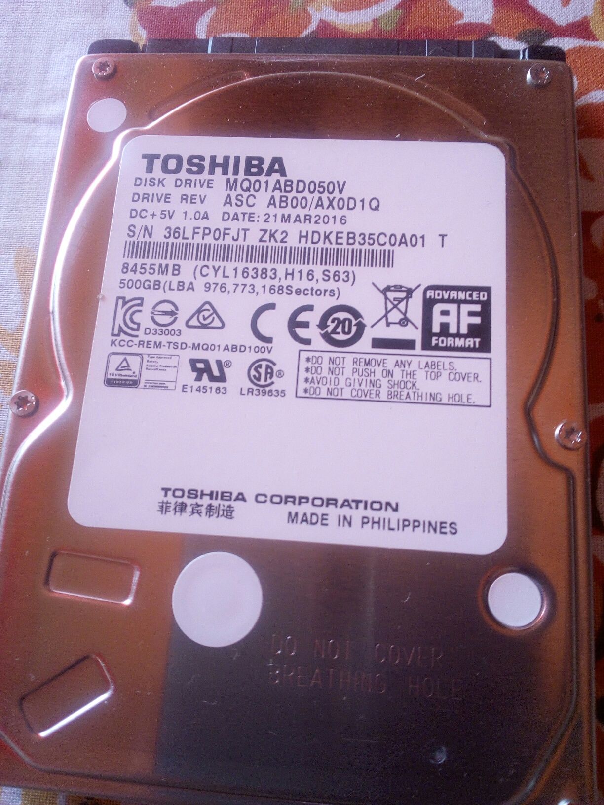 Disco rígido HDD TOSHIBA