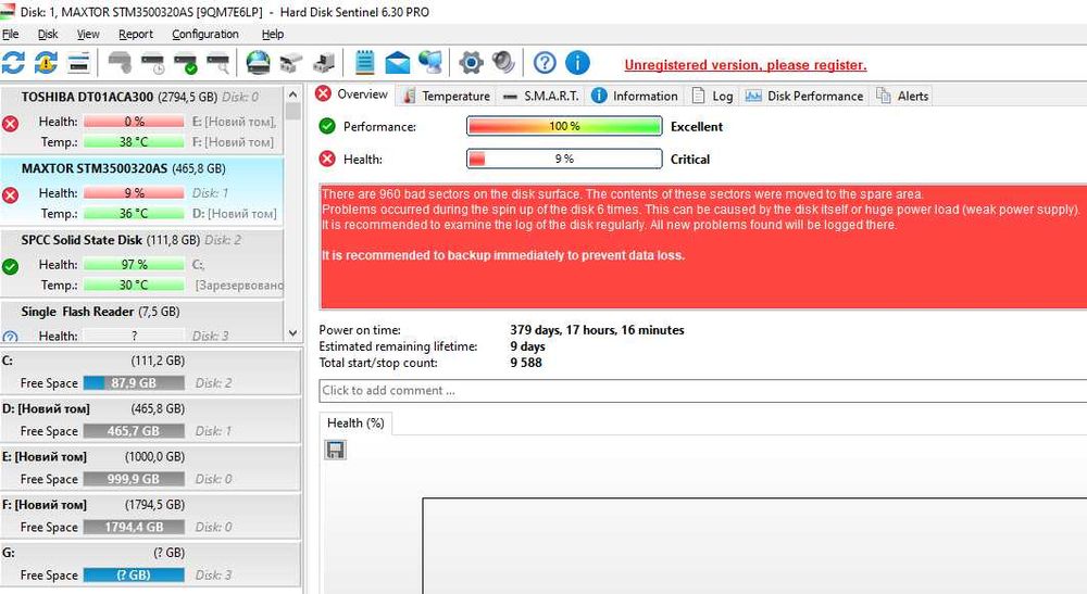 Пара HDD: 3000 GB та 500 Gb з бед блоками